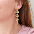 Longues boucles d'oreilles pendantes 11 pierres Citrine Longues boucles d'oreilles pendantes 11 pierres Citrine