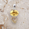 Pendentif en argent 2 pierres brute et facettée en Citrine