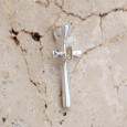 Petit pendentif croix fine en argent et pierre Citrine Petit pendentif croix fine en argent et pierre Citrine