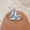 Bague chevalière pierre facettée Citrine et argent ciselé T55