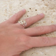 Bague multi anneaux argent et 5 pierres navettes en Citrine T54