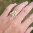 Bague multi anneaux argent et 5 pierres navettes en Citrine T54