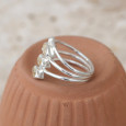 Bague multi anneaux argent et 5 pierres navettes en Citrine T54