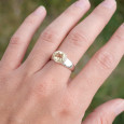 Bague en argent lisse et pierre ovale en Citrine T52