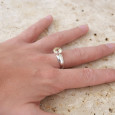 Bague en argent lisse et pierre ovale en Citrine T52