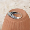 Bague argent ciselé et pierre haute en Citrine T58