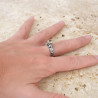 Bague argent ciselé et pierre haute en Citrine T58
