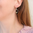 Boucles rond strié en argent et Péridot facettée