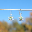Petites boucles étoiles argent ajouré et pierre Péridot