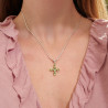 Petit pendentif croix pierre Péridot et argent