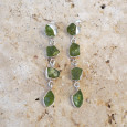 Longues boucles clous argent 4 pierres brutes Péridot