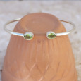 Bracelet jonc en argent et 2 pierres naturelles en Péridot