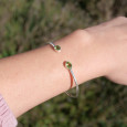 Bracelet jonc en argent et 2 pierres naturelles en Péridot