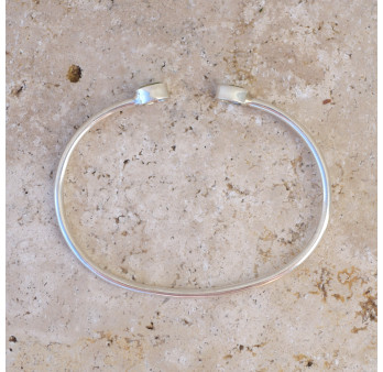 Bracelet jonc en argent et 2 pierres naturelles en Péridot