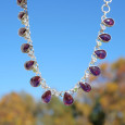 Collier souple en argent et 13 pierres gouttes en Grenat