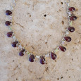 Collier souple en argent et 13 pierres gouttes en Grenat