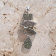 Long pendentif en argent et 5 pierres en Spectropyrite et Citrine