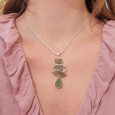 Long pendentif en argent et 5 pierres en Spectropyrite et Citrine