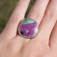 Bague carrée argent plat et pierre Rubis sur Zoisite T53 Bague carrée argent plat et pierre Rubis sur Zoisite T53