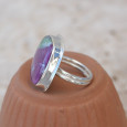 Bague carrée argent plat et pierre Rubis sur Zoisite T53 Bague carrée argent plat et pierre Rubis sur Zoisite T53