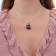 Pendentif carré argent double et pierre Rubis sur Zoisite Pendentif carré argent double et pierre Rubis sur Zoisite