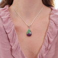 Pendentif goutte argent double et pierre Rubis sur Zoisite