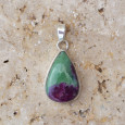 Pendentif goutte argent double et pierre Rubis sur Zoisite