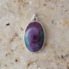 Pendentif ovale en Rubis sur zoisite sertie d'argent