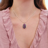 Pendentif ovale en Rubis sur zoisite sertie d'argent