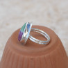 Petite bague goutte argent plat et pierre Rubis sur Zoisite T51
