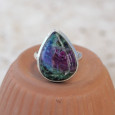 Bague goutte pierre Rubis sur Zoisite et argent T57 Bague goutte pierre Rubis sur Zoisite et argent T57