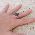 Bague goutte pierre Rubis sur Zoisite et argent T57 Bague goutte pierre Rubis sur Zoisite et argent T57