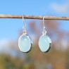 Boucles d'oreilles ovales pierre Calcédoine et argent
