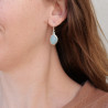 Boucles d'oreilles ovales pierre Calcédoine et argent