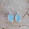 Boucles d'oreilles ovales pierre Calcédoine et argent