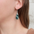 Longues boucles d'oreilles goutte pierre Jaspe océan
