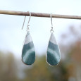 Longues boucles d'oreilles goutte pierre Jaspe océan
