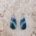 Longues boucles d'oreilles goutte pierre Jaspe océan