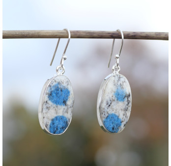Grandes boucles d'oreilles ovales pierre Jaspe K2