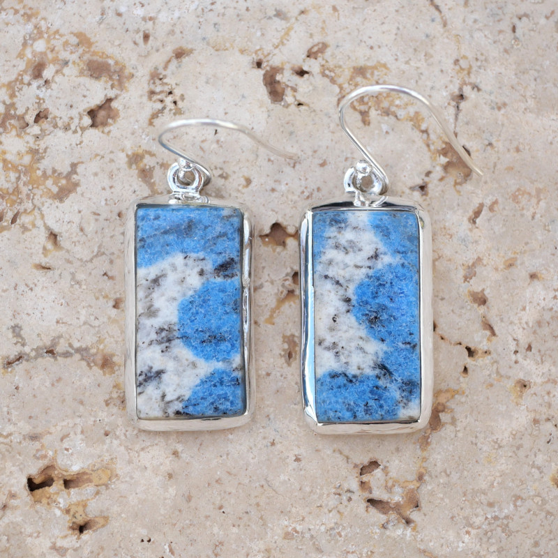 Grandes boucles d'oreilles rectangulaires pierre Jaspe K2 Grandes boucles d'oreilles rectangulaires pierre Jaspe K2