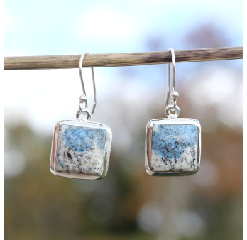 Boucles d'oreilles carrées argent et pierre Jaspe K2