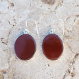 Grandes boucles ovales argent et pierre Cornaline