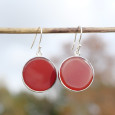 Grandes boucles rondes argent et pierre Cornaline