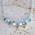 Collier souple en argent strié 5 pierres Prasiolite et Perles Collier souple en argent strié 5 pierres Prasiolite et Perles