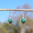 Petites boucles d'oreilles rondes Malachite et argent Petites boucles d'oreilles rondes Malachite et argent
