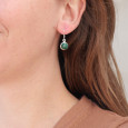 Petites boucles d'oreilles rondes Malachite et argent Petites boucles d'oreilles rondes Malachite et argent