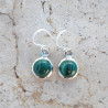 Petites boucles d'oreilles rondes Malachite et argent