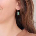 Petites boucles d'oreilles rectangles Malachite et argent Petites boucles d'oreilles rectangles Malachite et argent