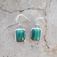 Petites boucles d'oreilles rectangles Malachite et argent Petites boucles d'oreilles rectangles Malachite et argent