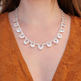 Collier souple en argent et 13 pierres en Cristal de roche